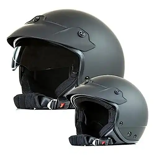Halbschalenhelm protectwear Jethelm für Motorräder mit Sonnenvisier