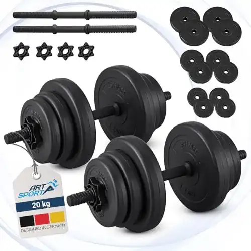 ArtSport Hantelset 20kg – 2 Kurzhanteln mit Gewichten und Zubehör