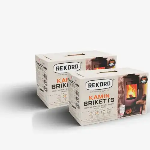 Braunkohlebriketts ANGO Rekord 2 x 10 kg für Kamin und Ofen