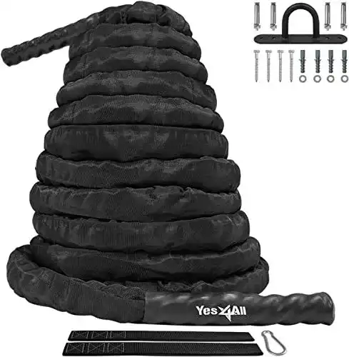 Battle Rope Yes4All Unisex Erwachsene LDKA Strap 30ft Fitnessseil