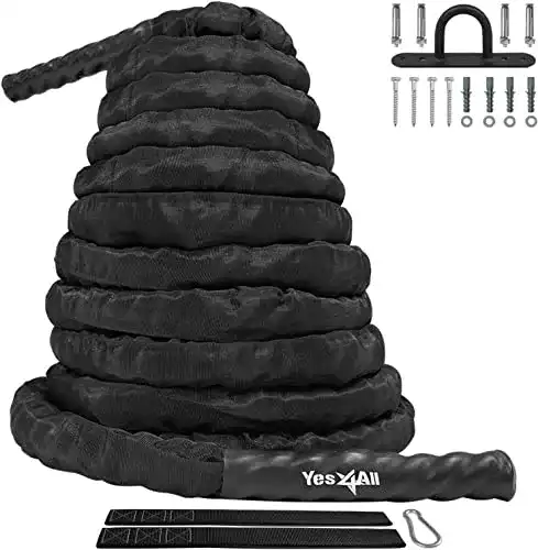 Battle Rope Yes4All Unisex Erwachsene LDKA Strap 30ft Fitnessseil