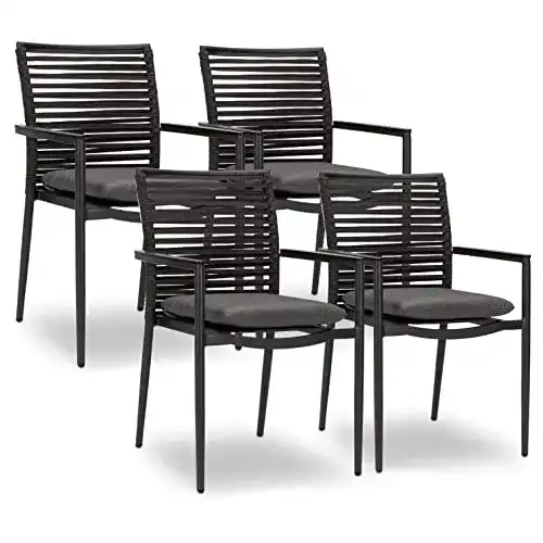 Stapelstühle Garten Acamp 4er Set New Jersey mit Aluminium-Gestell