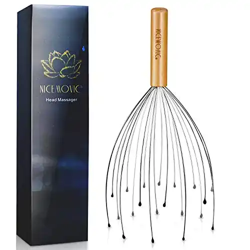 Kopfmassagegerät NICEMOVIC mit Holzgriff und 20 Zinken