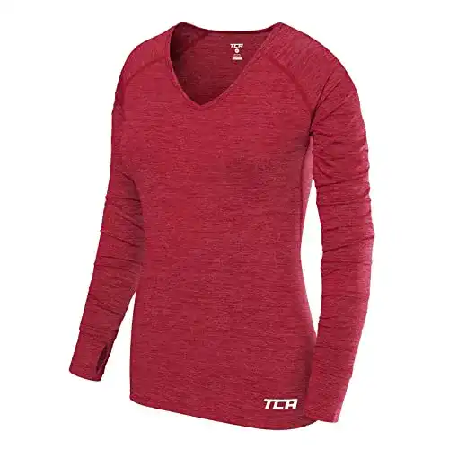 Laufshirt TCA Damen Elle Langarm V-Ausschnitt Sportshirt