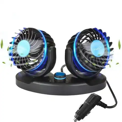 HueLiv Auto Ventilator 12V Doppellüfter für Fahrzeuge