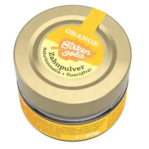 Birkengold Zahnpulver Orange 30 g im Glas, plastikfrei