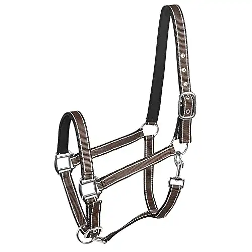 Halfter Pfiff 101517 aus Kunststoff für Pferde, Cob, Braun-Weiß-Schwarz