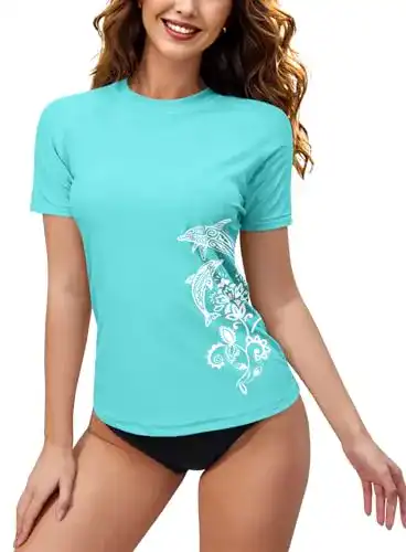UV-Shirt für Damen mit UV-Schutz, Kurzarm Badeshirt für verschiedene Aktivitäten