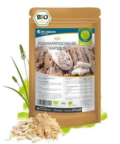 Flohsamenschalen Kapseln Fp24 Health Bio 450 Stück – Hochdosiert und aus Bio-Anbau
