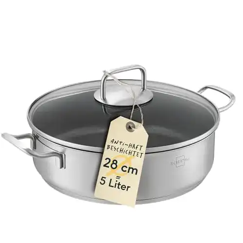Servierpfanne SILBERTHAL 28 cm hoher Rand, Induktion, Edelstahl
