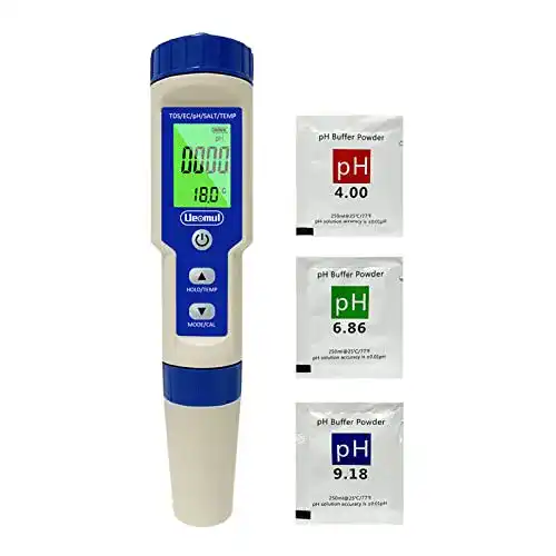 pH-Messgerät Ueomul digitales Messgerät für pH, TDS, EC und Temperatur