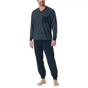 Pyjama für Herren von Schiesser mit langen Ärmeln und Bündchen