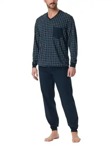 Pyjama für Herren von Schiesser mit langen Ärmeln und Bündchen