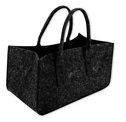 Holzkorb Mary Portman Filztasche in Dunkelgrau für Kaminholz