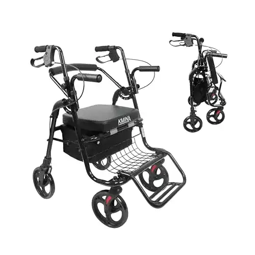 Rollator mit Fußstützen Kmina – 2 in 1 für glatte Böden