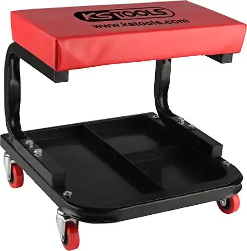 Werkstatthocker KS Tools 500.8020 mit Aufbewahrung und Rollen