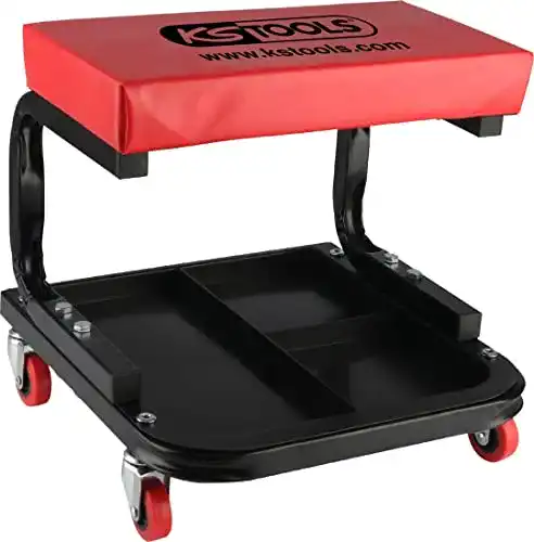 Werkstatthocker KS Tools 500.8020 mit Aufbewahrung und Rollen