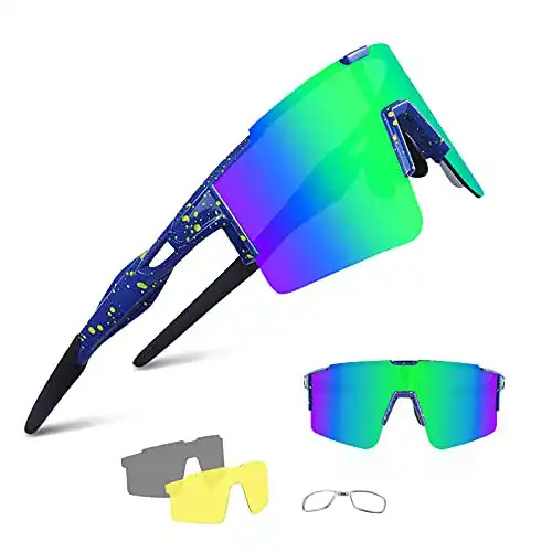 Fahrradbrille mit Wechselgläsern von BangLong – Polarisierte Sportbrille