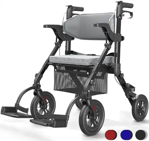 Rollator mit Fußstützen Vocic 2 in 1 faltbar und leicht