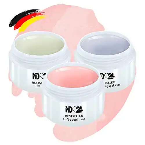 UV-Gel Set für Nageldesign – Haftgel, Aufbaugel Rosa, Finish