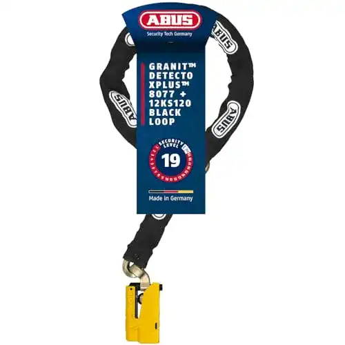 Abus Motorradschloss Granit Detecto XPlus 8077 mit Alarm und Kette