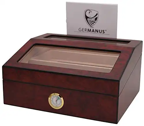Humidor Germanus 224 mit Kristallbefeuchter und Hygrometer, Braun