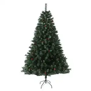 Künstlicher Weihnachtsbaum Svita mit Tannenzapfen und Stechpalmen 210 cm