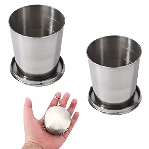 Faltbecher Bebochoi aus Edelstahl im 2er Set – Faltbare Metallbecher