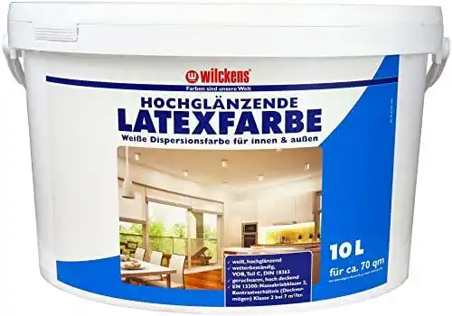 Latexfarbe Wilckens hochglänzend, 10 l, weiß für Innen- und Außenbereich