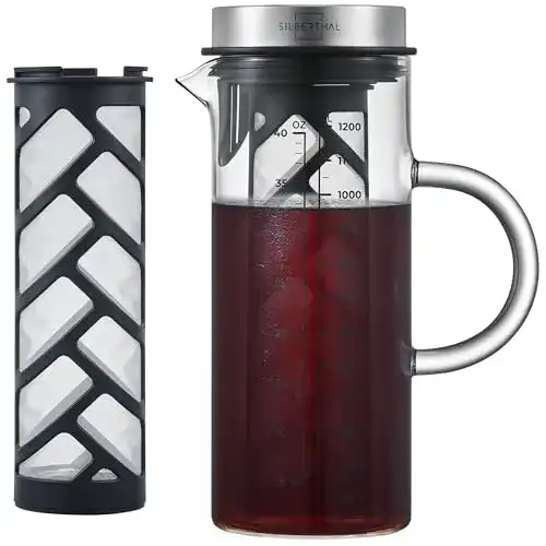 Cold Brew Kaffeebereiter Silberthal Glas 1,2l für Kalt- und Heißgetränke