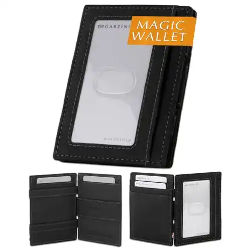Garzini Magic Wallet für Herren aus echtem Leder mit RFID Schutz
