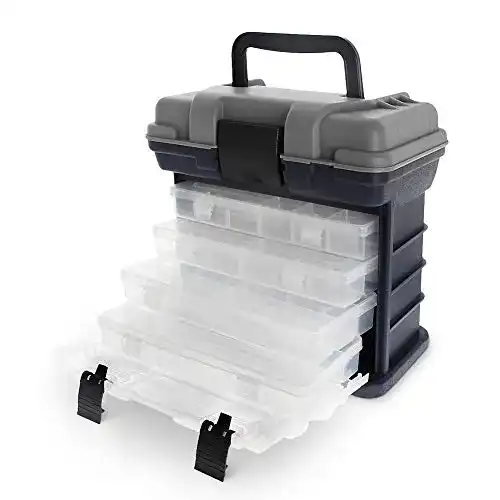 Angelkoffer mit 4 Aufbewahrungsboxen für Angelzubehör