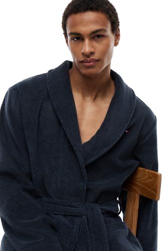 Tommy Hilfiger Herren Bademantel aus Baumwolle in Navy Blazer