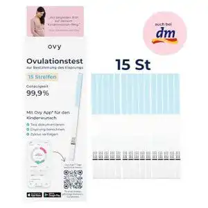 Ovulationstest Ovy zum Nachweis des Eisprungs, 15 LH Streifen
