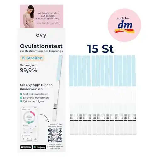 Ovulationstest Ovy zum Nachweis des Eisprungs, 15 LH Streifen