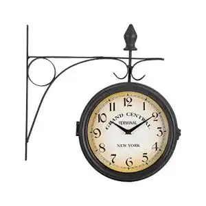 Bahnhofsuhr Stagecaptain BHU-3334 BK Vintage mit Wandhalterung