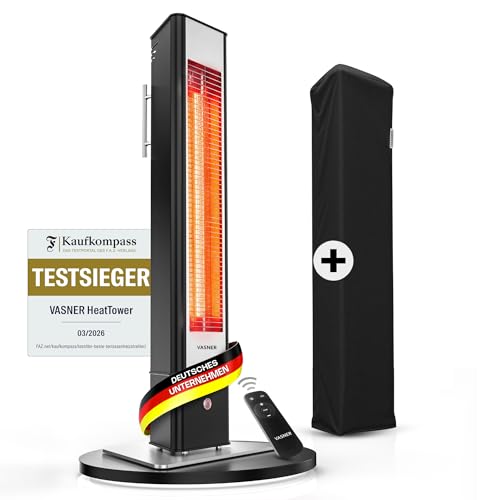 Vasner Heizstrahler HeatTower Schwarz mit AirCape Abdeckhaube
