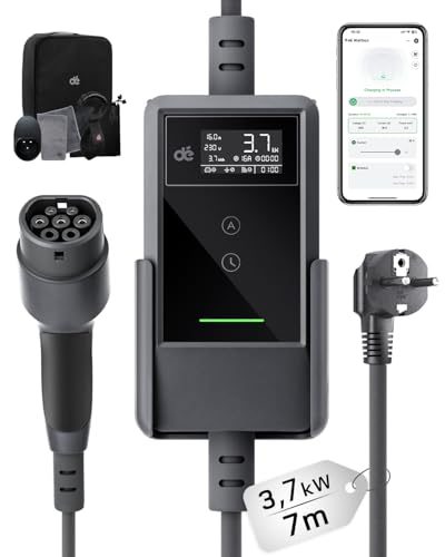 Ladekabel Typ 2 Schuko 3,7 kW 7 m, 6-16 A für Elektrofahrzeuge