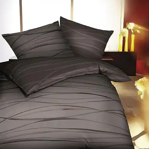 Mako Satin Bettwäsche Kaeppel in Braun 155×220 cm mit Kissenbezug