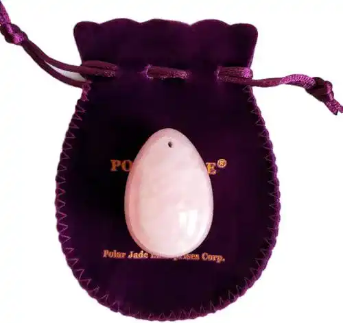Yoni-Ei aus Polar Jade und Rosenquarz, gebohrt, mittelgroß
