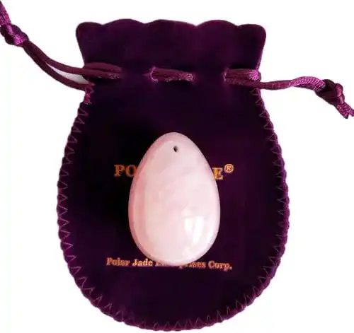 Yoni-Ei aus Polar Jade und Rosenquarz, gebohrt, mittelgroß