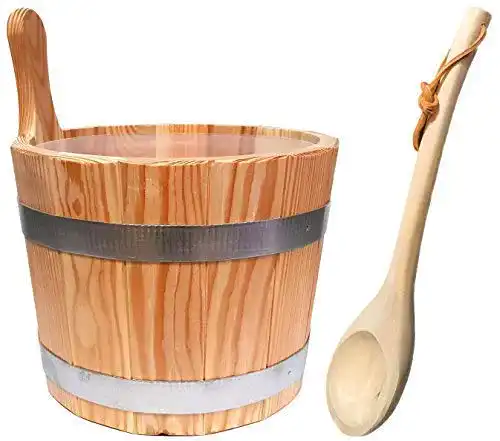 Saunakübel Sudorewell Set 5-teilig aus Lärchenholz mit Zubehör