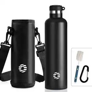 Edelstahl Trinkflasche 1 Liter mit Karabiner von FEIJIAN