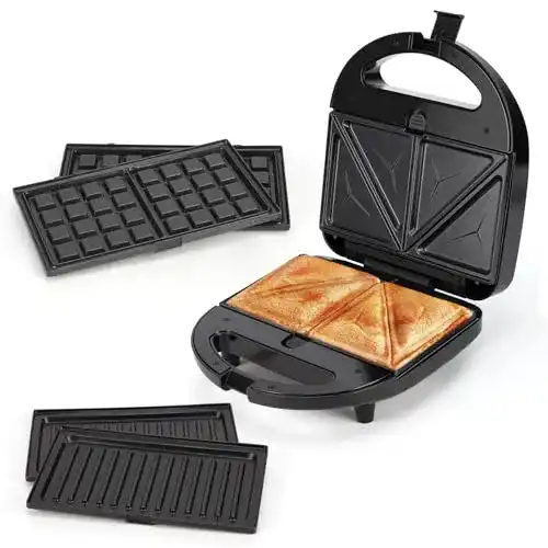 Aigostar Sandwichmaker 3-in-1 mit Grillplatten und Waffelfunktion