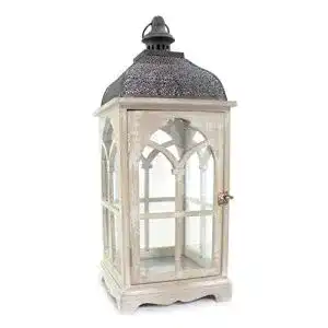 Windlicht Daro Deko Holz Laterne mit Echtglas und Metall