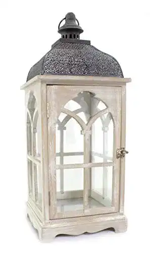 Windlicht Daro Deko Holz Laterne mit Echtglas und Metall