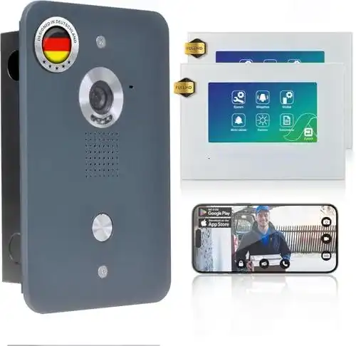 Mathfel Video Türsprechanlage mit Kamera und 7 Zoll Monitor