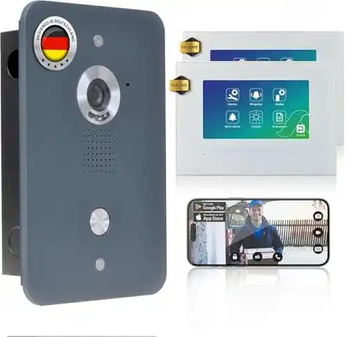 Mathfel Video Türsprechanlage mit Kamera und 7 Zoll Monitor