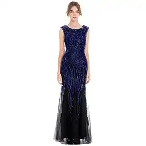 Ballkleid Angel-Fashions für Damen mit Pailletten und Bateau-Ausschnitt