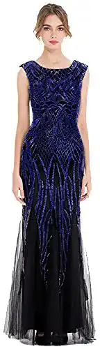 Ballkleid Angel-Fashions für Damen mit Pailletten und Bateau-Ausschnitt